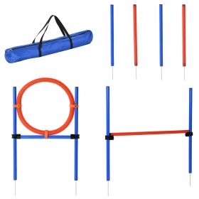 PawHut Dog Agility Training Set with Adjustable Hurdle, Hoop, Weave Poles & Carry Bag for Outdoor Exercise