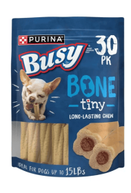 Purina Busy Bone up to 15 lbs Dog Treats Original Pork, Long-Lasting Chews, 17 oz Pouch (30 Count)