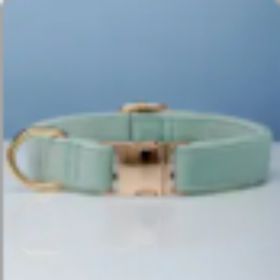 Multiple Colour Velvet Personalise Dog Collar Leash Set With Bow (Option: Cyan-M)